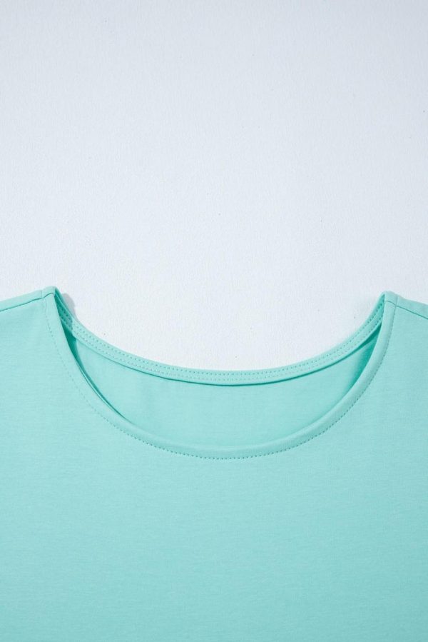 Short Dresses | Women Mint Green Frilled Trim Crewneck Loose Fit Mini Dress - Image 6