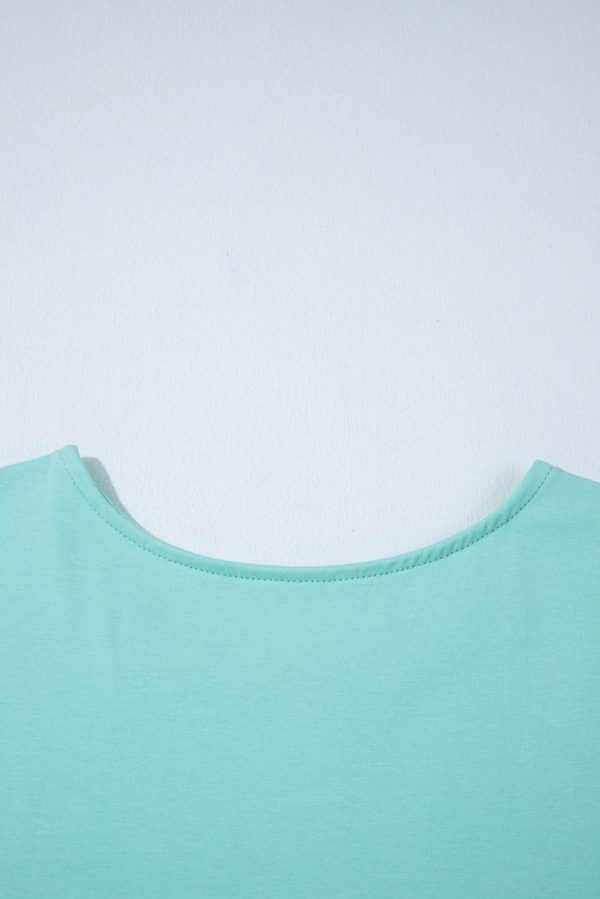 Short Dresses | Women Mint Green Frilled Trim Crewneck Loose Fit Mini Dress - Image 7