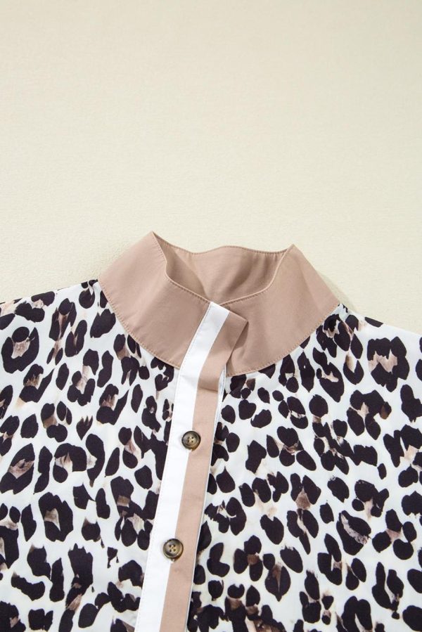 Short Dresses | Women Multicolour Leopard Print Patchwork Collar Flowy Mini Dress - Image 6