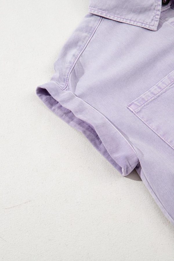 Short Dresses | Women Orchid Petal Double Chest Pocket Denim Shirt Dress - Image 7