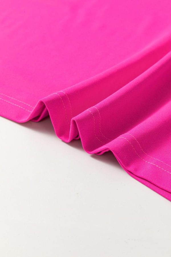 Short Dresses | Women Rose Red Pop Of Color Neckline T-Shirt Dress - Image 5