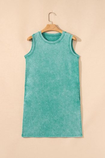 Short Dresses | Women Sea Green Mineral Wash Pocket Tank Mini Dress