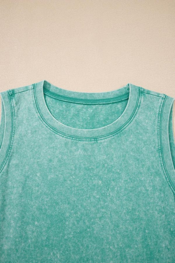 Short Dresses | Women Sea Green Mineral Wash Pocket Tank Mini Dress - Image 3