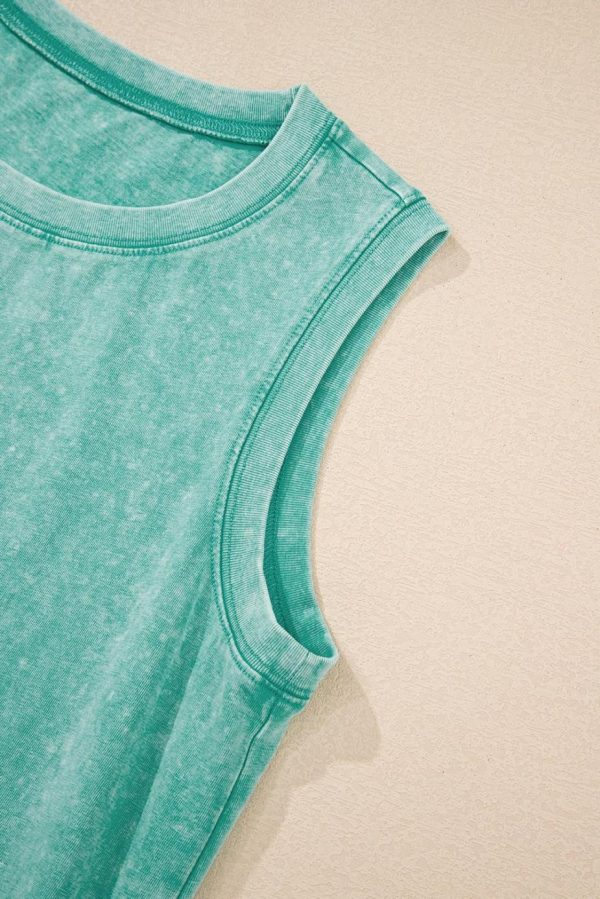 Short Dresses | Women Sea Green Mineral Wash Pocket Tank Mini Dress - Image 4