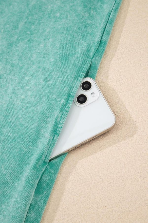 Short Dresses | Women Sea Green Mineral Wash Pocket Tank Mini Dress - Image 6