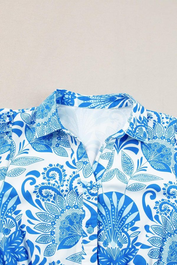 Short Dresses | Women Sky Blue Boho Floral Print Frill Tiered Mini Dress - Image 4