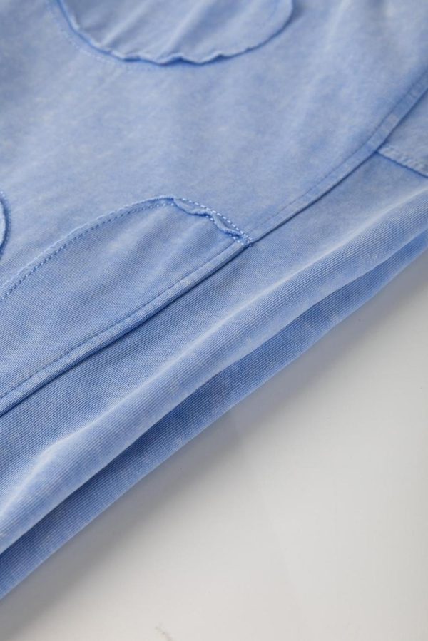 Short Dresses | Women Sky Blue Mineral Wash Flower Patchwork Mini T Shirt Dress - Image 6