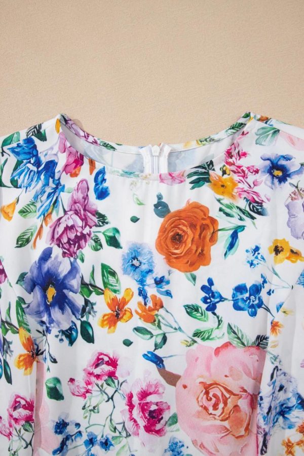 Short Dresses | Women Sky Blue Vibrant Floral Print Cap Sleeve Mini Dress - Image 6
